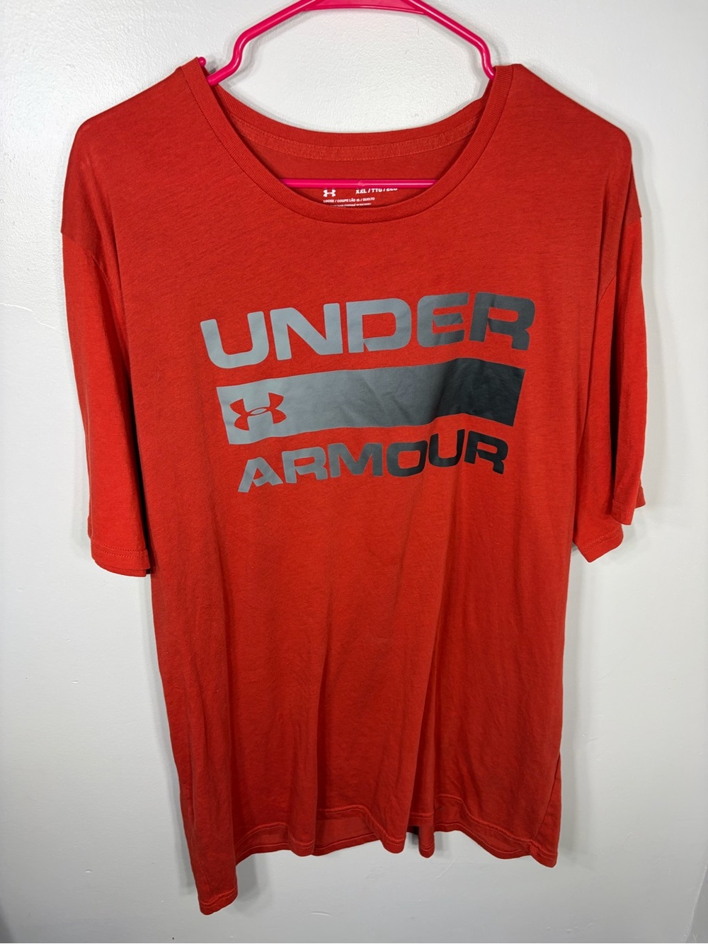 Under Armour Logo Graphic T-Shirt Red Orange Loose Fit Men’s‎ XXL